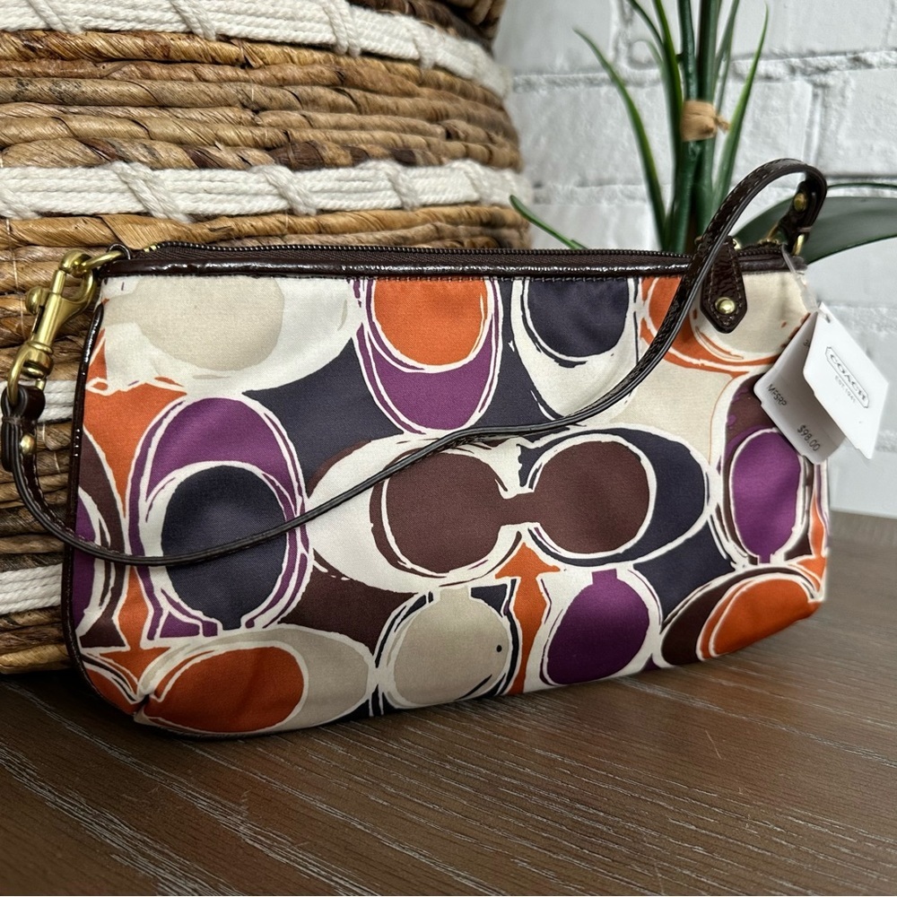 Coach Ashley Scarf Print Signature Logo Satin Shoulder Wallet - Picture 3 of 8